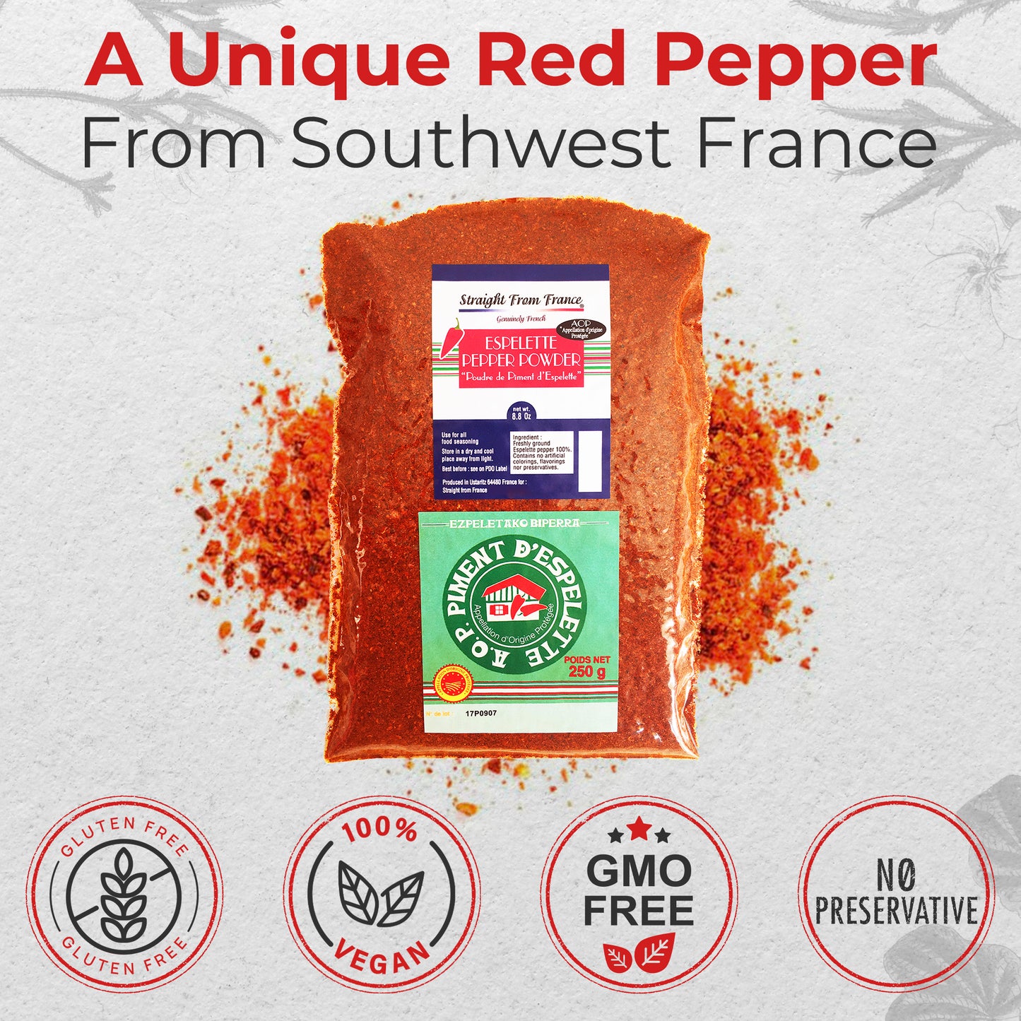Straight From France Espelette Pepper Powder from France 8.8oz (Case of 4)