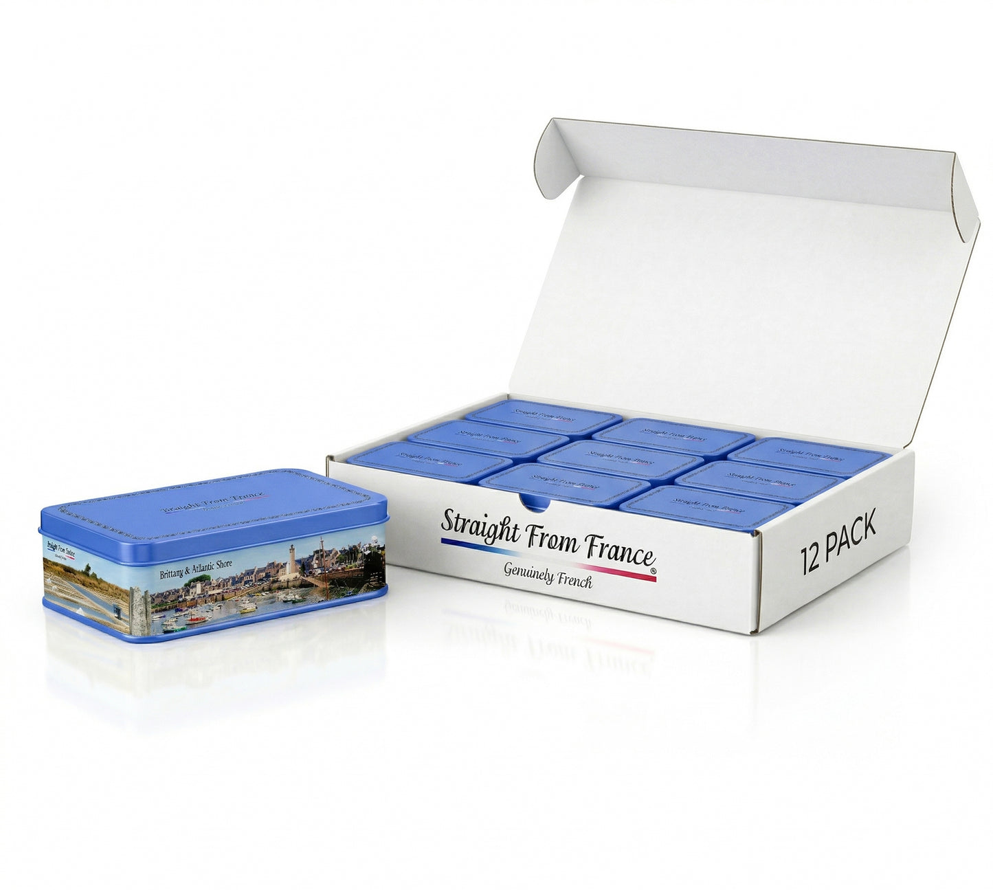 Straight from France Salted Butter Caramels with Sea Salt in Brittany Themed Candy Gift Tin 7 Oz (Case of 12)