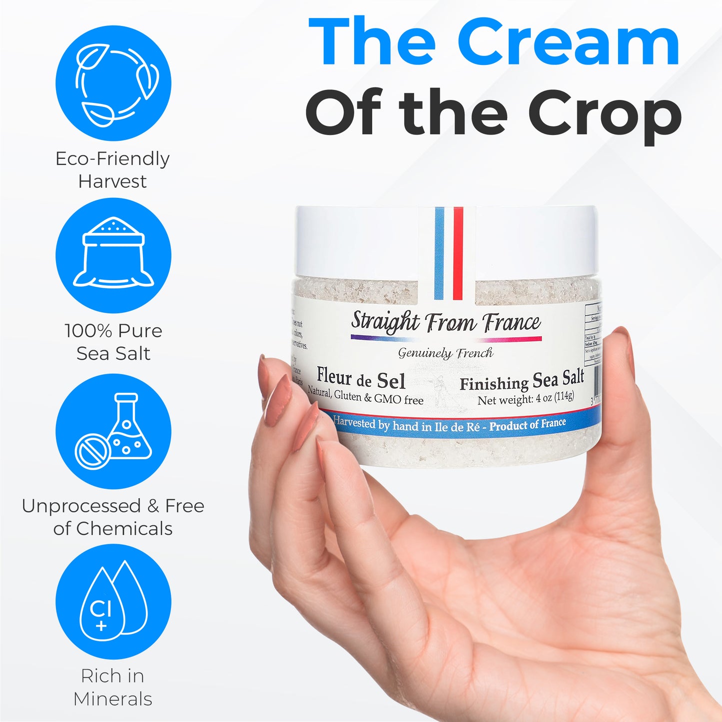 Straight from France French Fleur De Sel Finishing Sea Salt 4 Oz (Case of 12) - Straight from France