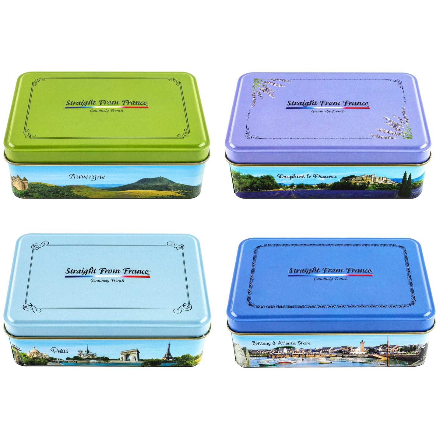 Straight from France Salted Butter Caramels with Sea Salt in Brittany Themed Candy Gift Tin 7 Oz (Case of 12)