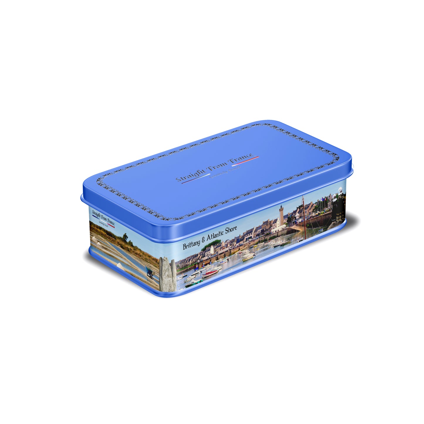 Straight from France Salted Butter Caramels with Sea Salt in Brittany Themed Candy Gift Tin 7 Oz (Case of 12)