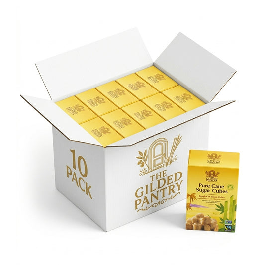 The Gilded Pantry Unrefined Brown Cane Sugar Cubes, Rough Cut, Fair Trade & Non GMO Certified 17.6 Oz (Case of 10)